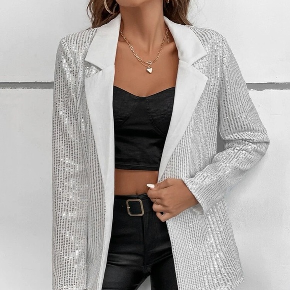 Silver Sequin Blazer - Picture 14 of 16